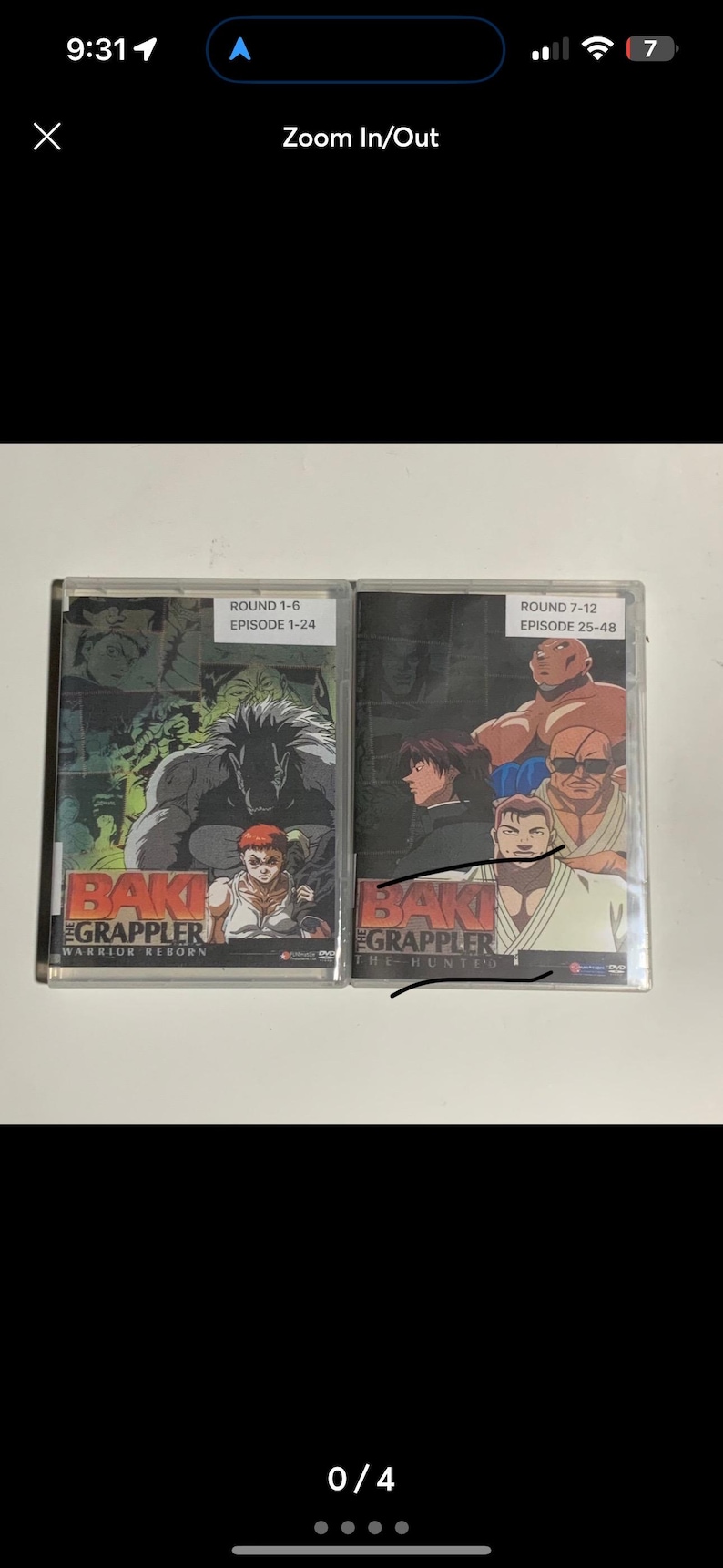 Puede incluir: Dos estuches de DVD de la serie de anime "Baki the Grappler". El primer estuche se titula "Warrior Reborn" y el segundo "The Hunter". Cada estuche presenta ilustraciones coloridas de personajes de la serie. El primer estuche cubre los episodios 1-24, y el segundo los episodios 25-48.