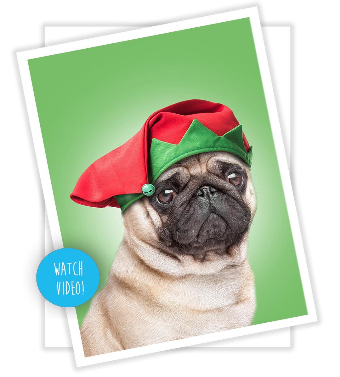 Funny Pug Christmas Card - New Christmas Pug Greeting - Fun Pug Bland ...