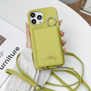 iPhone Lederhülle mit Crossbody Strap und Kartenetui