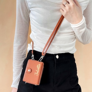 Samsung Z Flip 7 Leather Case With Crossbody Strap, Card Wallet Z Flip Phone Case, Personalized Samsung Z Flip 7 5 4 6 Case