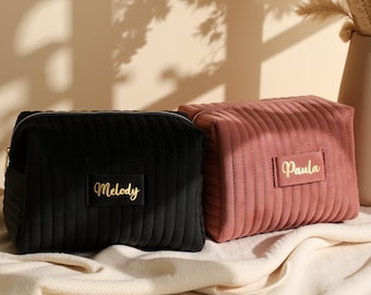 Custom Name Velvet Makeup Bag, Bridesmaid Gift