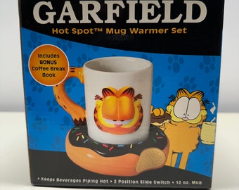 Vintage NIB Garfield Coffee Mug and Donut-Shaped Warmer
