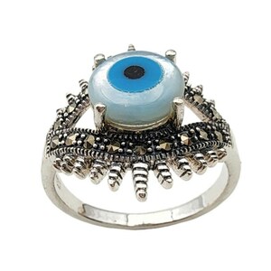 evil eye ring silver amulet ring for a woman. evil eye sterling silver ring. A Jewish talisman for success and protection from the evil eye
