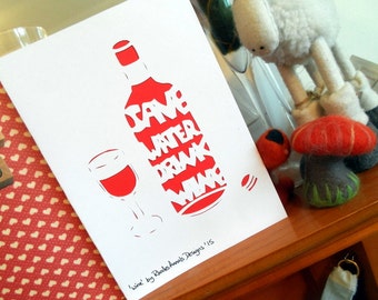 Save Water, Drink Wine - Papercutting template to cut your own card (personal use)