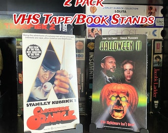 2 supports de présentoir pour cassettes vidéo VHS pour cassettes films films livres