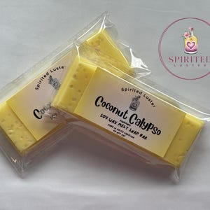 Barrette a scatto Calypso al cocco, cera da sciogliere, cera da sciogliere per scaldacera o fonditore di cera, regali, regali di compleanno, fragranze per la casa, cera di soia da sciogliere