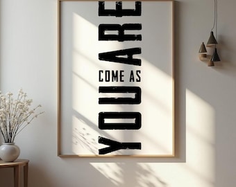Typography Wall Art Print, Black and White Vertical Text Poster, Modern Minimalist Digital Print
