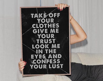 Bold Typography Printable, Constant Craving Text Poster, Grunge Black White Statement Download