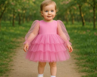 Rosa Baby-Mädchen Tutu Kleid, Mädchen Tüll geschwollen so bequem Partykleid, Kleid für besondere Anlässe, Kinder Geburtstagskleid, Kinder Tutu Kleid
