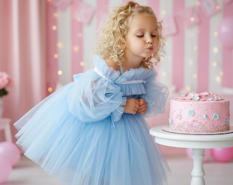 dreamy birthday dress Baby Girl Easter Dress Birthday Party Dreamy Pom-pom Puffy Flower Girl Princess Pageant Dress