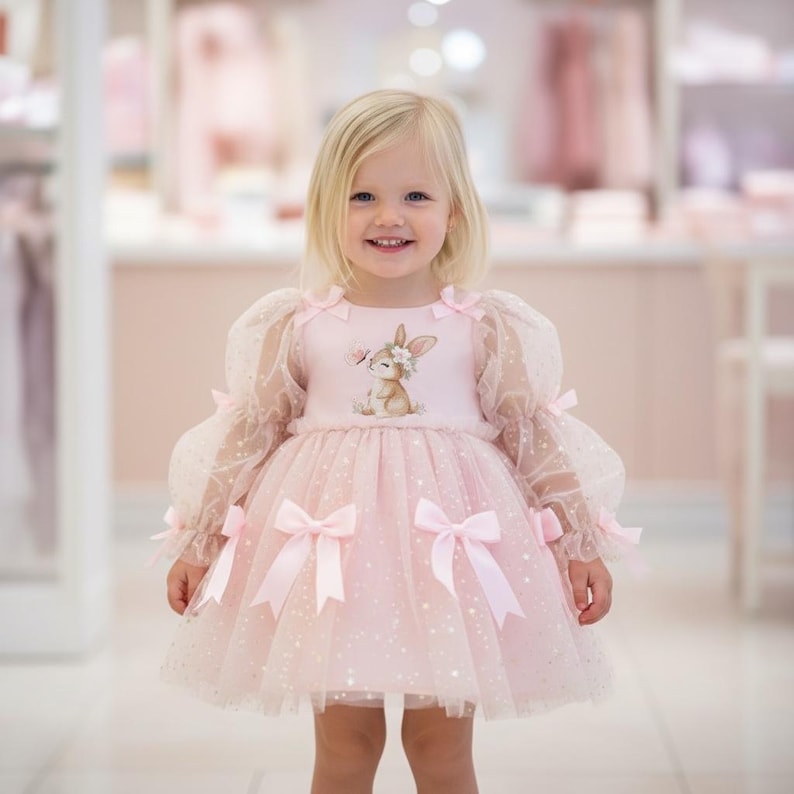 Bow Detailed Fairy so Cute Baby Girl First Easter Dress, Girls Kids — free download