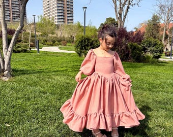 Dusty Pink Flower Girl Dress, Dusty Pink Baby Girl Birthday Party dress , Kids Rose Gold so flowy special occasion pageant dress