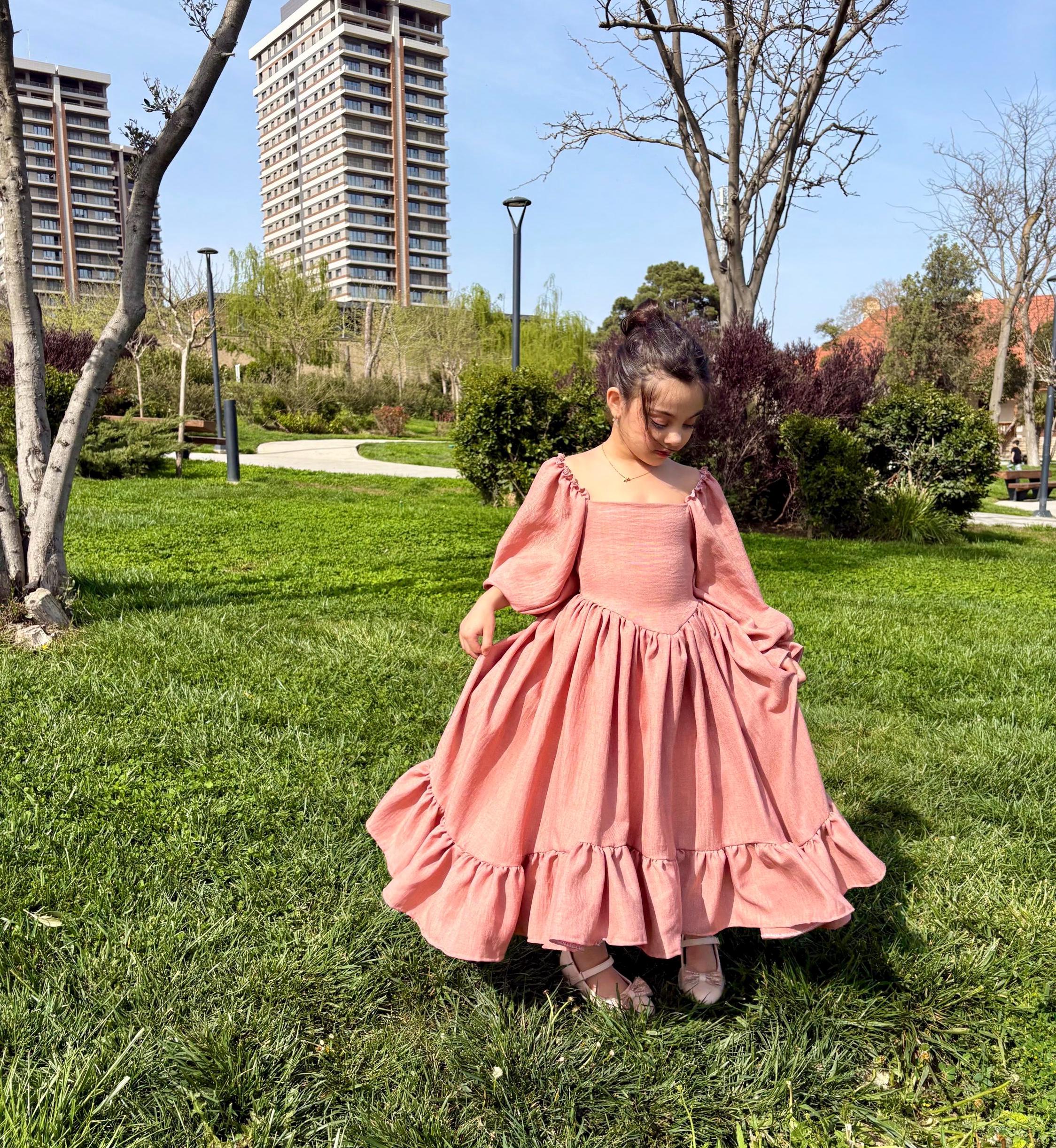 girls dusty pink dress Willow Dress Blush Kids Dress Willow Girls Dusty Pink Full-length Dress  A  Little Lacey