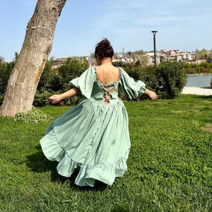 light green smock dress Mint Green Tiered Smock Mini Dress for Women EverMore