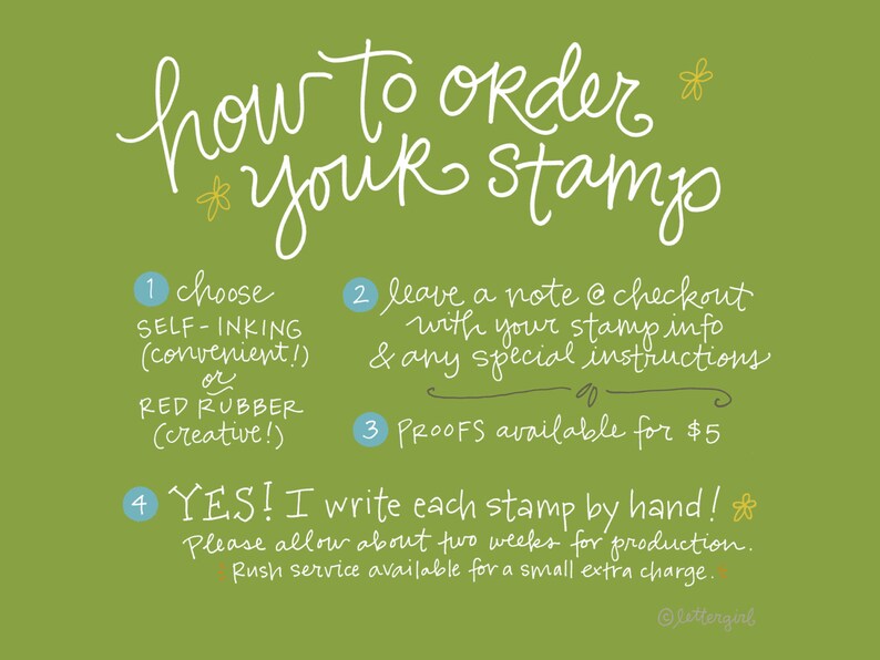 your choice of self-inking or red rubber Handwritten Muriel Address Stamp