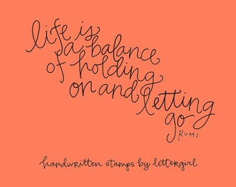 Craft Stamp: Balance, Meditation, Handwritten Quotation for Card-Making and Crafting