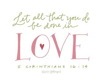 Love Poster: PDF, Digital Download, Handwritten, Scripture