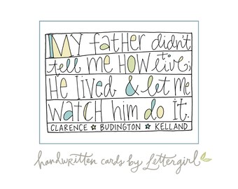 Handwritten Card: Father, blank inside