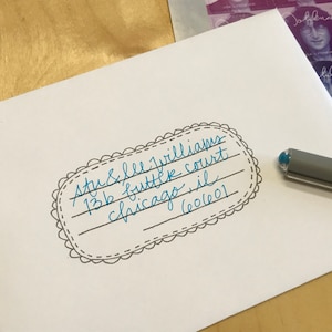 Snail Mail Addressing Stamp, Scallop Border