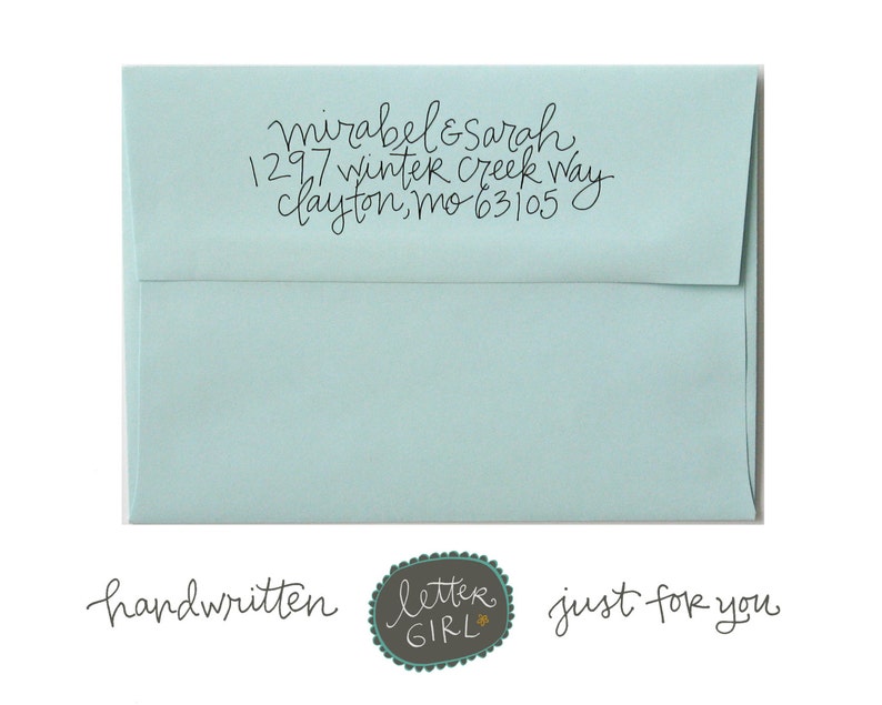 Handwritten Mirabel Address Stamp: your choice of self-inking or red rubber image 1