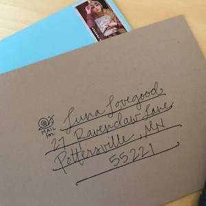 Sello de dirección para correo postal: manuscrito para sobres y arte postal