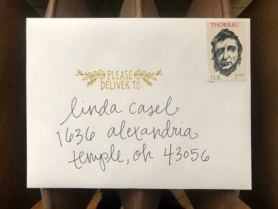 Mail Art Stamp: Please Deliver, Handwritten, Snail Mail