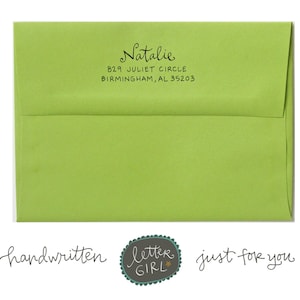 Handwritten Natalie Address Stamp: your choice of self-inking or red rubber image 1