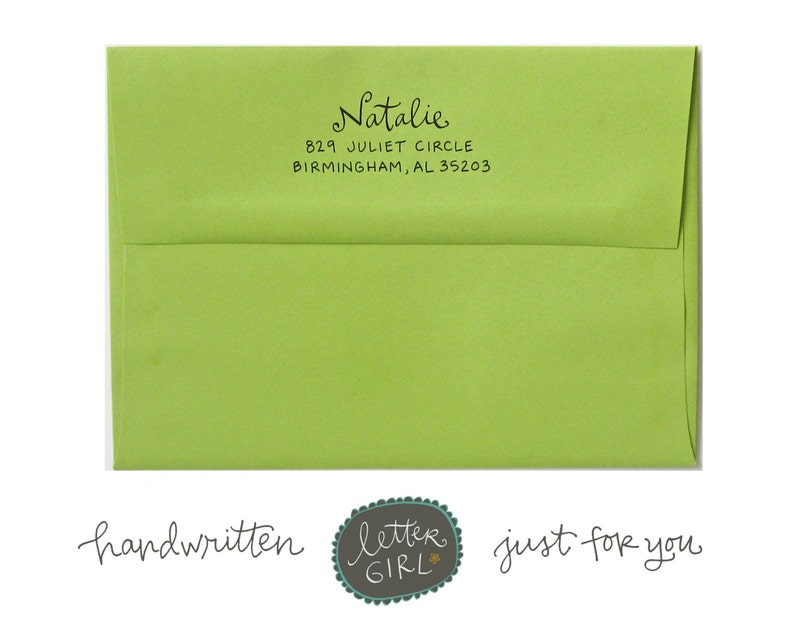 Handwritten Natalie Address Stamp: your choice of self-inking or red rubber image 1