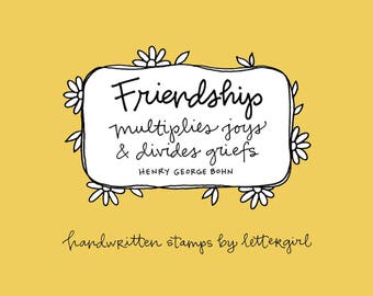 Craft Stamp: Friendship, Handwritten Quotation for Card-Making and Scrapbooking