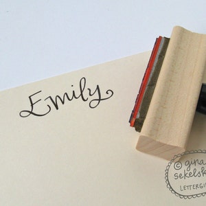 Handwritten Name Stamp: your choice of self-inking or red rubber image 1