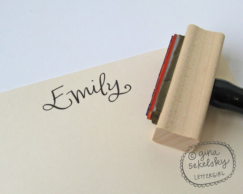 Handwritten Name Stamp: your choice of self-inking or red rubber image 1