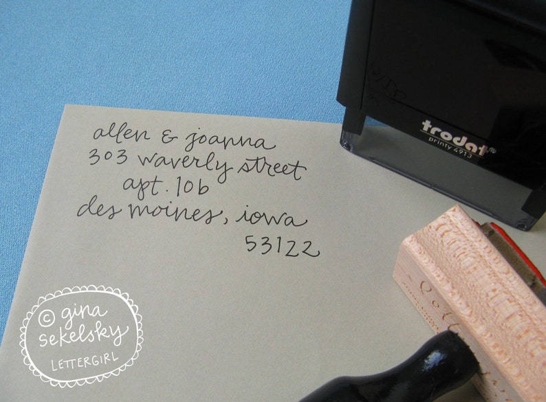 Samuel Handwritten Address Stamp: your choice of self-inking or red rubber image 3