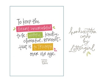 Handwritten Card: Triumph over Old Age, blank inside