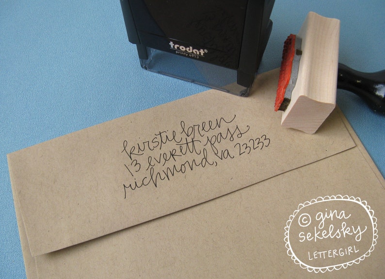 Handwritten Mirabel Address Stamp: your choice of self-inking or red rubber image 3