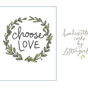 Tarjeta manuscrita: Elige el amor, interior en blanco