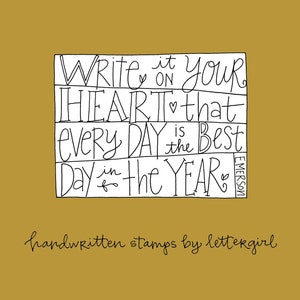 Handwerksstempel: Every Day, Emerson, handgeschriebenes Zitat