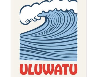 Surf Poster, Uluwatu Bali, surf art, wall art, surfing print, vintage style surf print