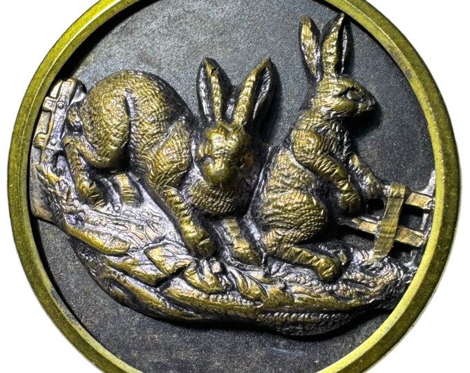 Button Antique - Rare, Pictorial, 2 Rabbits, Metal - Medium - Etsy