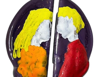 Studio Button ~ Couple, "2-Pieces" Enameled Fused Trim, Lampworked - Large