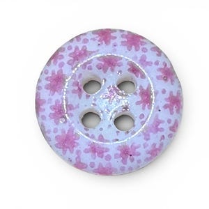 Button Old - #173. China Calico, Pink Transfer - Small