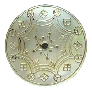 Button Antique - Star, Pearl, 18th Century, Pin Shank, Hand Etched - Medium