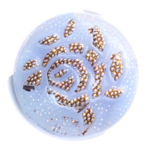 Button ~ Glass Lt. Blue Vintage Pictorial Moonglow - Small