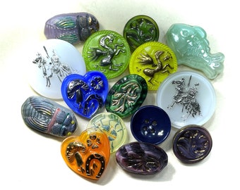 Vintage Button - 15 Moonglow Glass Buttons