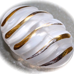 Button ~ Glass White  Moonglow Vintage  Medium