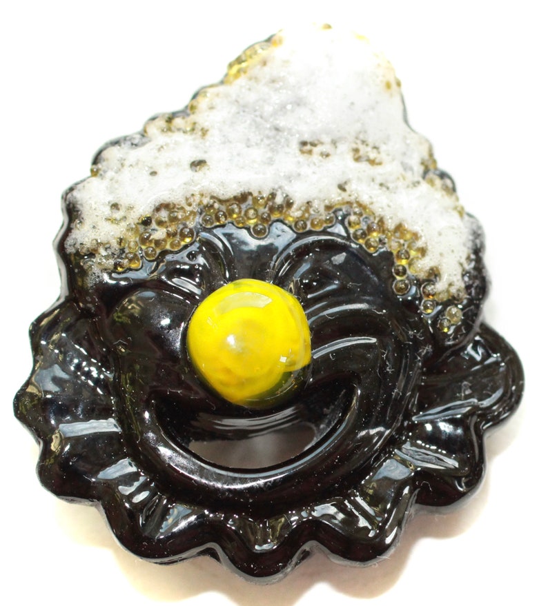 Pressed OME Pierced Button ~ Glass Medium DF Lampworked Enamel Paint Made by KPHoppe Sheath Overlay Nose Clown