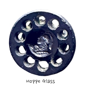 Button Antique -Pierced, Pictorial, Black Glass - Small