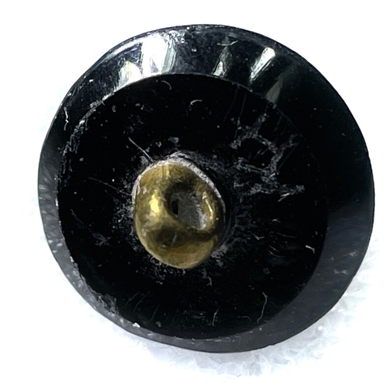 Pieces are Laminated Together Black Glass Base Hand-Faceted Button ~ Fordite Small