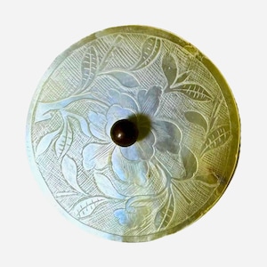 Button Antique -  18th c. Pearl, Flower Design, Back & Front, Hand Etched - Large