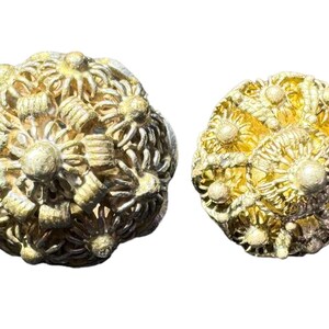 Button Antique - Two Metal Filigree Buttons - Smalls