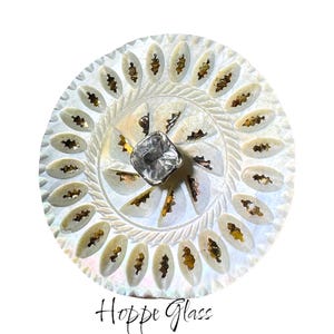 Button Old - 18th Century, Pearl, Paste Pin-shank, Engraved and Carved, Pierced, Copper Backing - Large